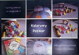 Prace plastyczne dzieci dot. 'Kolorowego potwora".