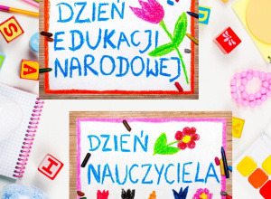 Plakat informujący o Dniu Nauczyciela.