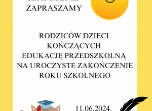 Plakat informujący o zakończeniu roku szkolnego.