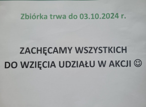 Plakat informujący o pomocy dla Zwierząt..