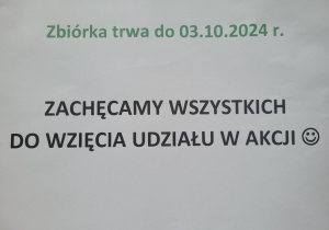 Plakat informujący o pomocy dla Zwierząt.