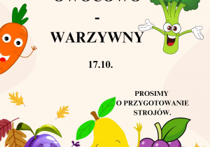 Plakat informujący o Balu owocowo - warzywnym.