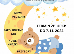 Plakat informujący o zbiórce Pluszowych Misiów.