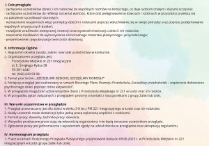 Regulamin dot. Rodzinnego Przeglądu Plastycznego pod hasłem "Szczęśliwe Dziecko, Szczęśliwy Dorosły"