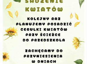 Plakat informujący o zbiórce cebulek kwiatowych.