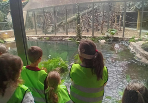 Dzieci obserwują łódzkie Orientarium.