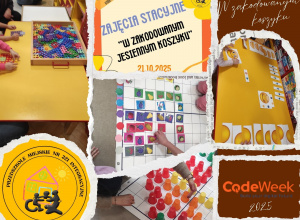 Plakat informujący o zajęciach stacyjnych.
