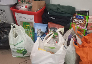 Zebrane rzeczy dla Rodziny w ramach akcji Szlachetnej Paczki.