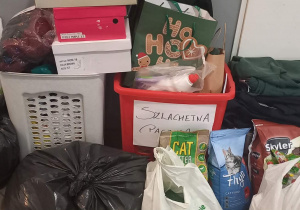 Zebrane rzeczy dla Rodziny w ramach akcji Szlachetnej Paczki.