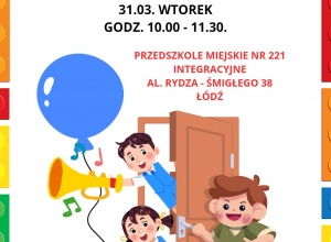 Plakat informujący o spotkaniach cyklicznych i Drzwiach Otwartych.