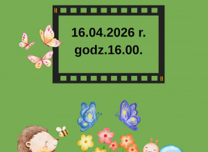 Plakat informujący o wiosennym seansie filmowym.