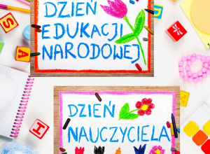 Plakat informujący o Dniu Nauczyciela.