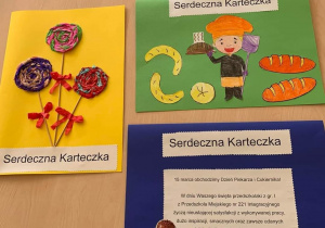 W ramach projektu serdeczna karteczka dzieci wykonały kartki na "Dzień Piekarza i Cukiernika"